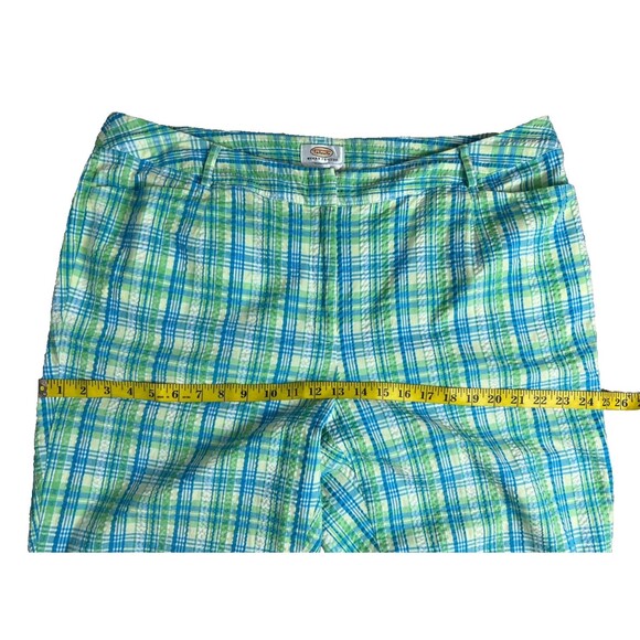 Talbots Woman Petite Seersucker Pedal Pusher Short Capri Pants 18W Blue Plaid - Picture 4 of 12